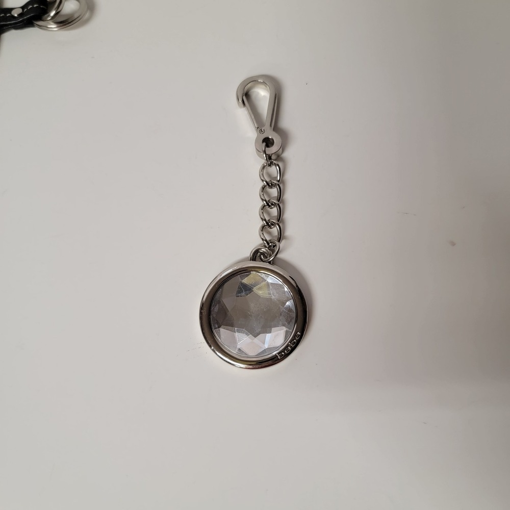 Bebe Crystal Silver Tone Keychain